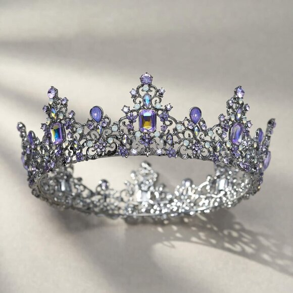 Queen Crown Baroque Wedding Tiaras Jeweled Prom Halloween Hair Accessory main image 5